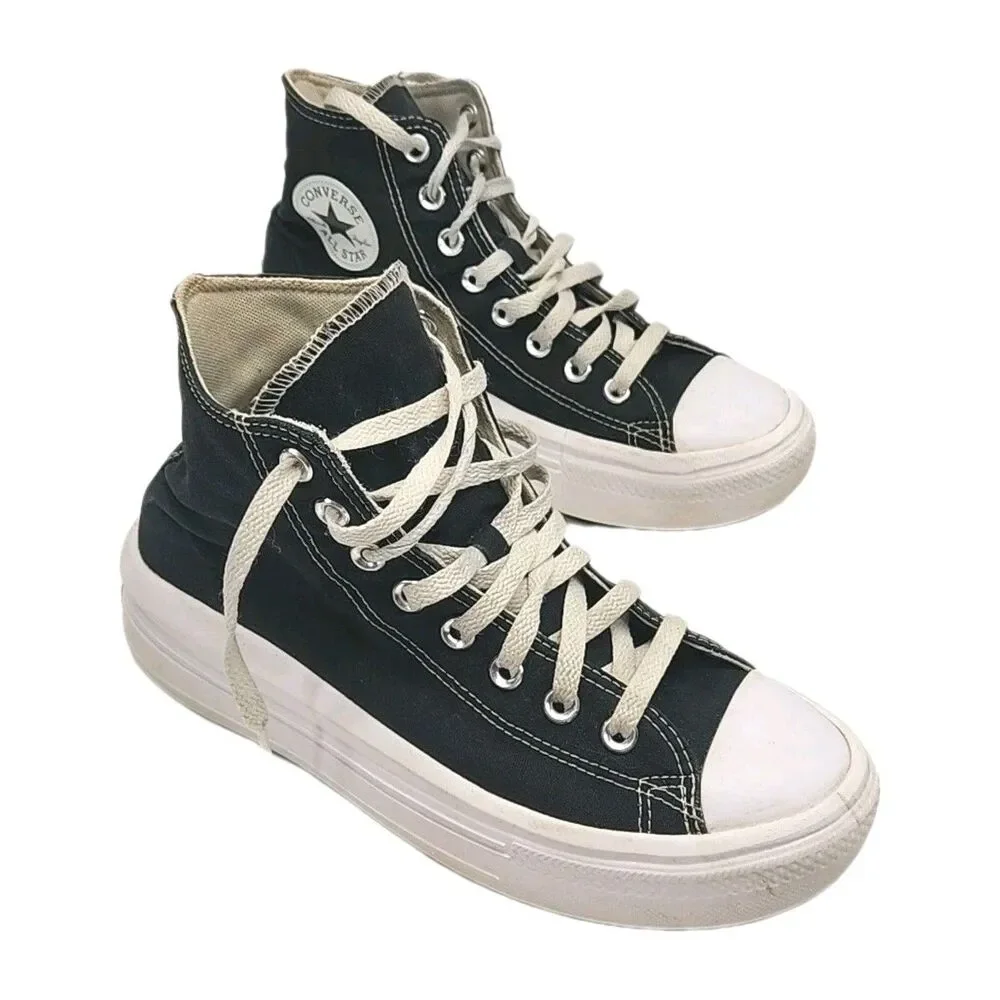 Converse All Star Shoe Sneaker Women Sz 9 High Top Platform Black White 568497C